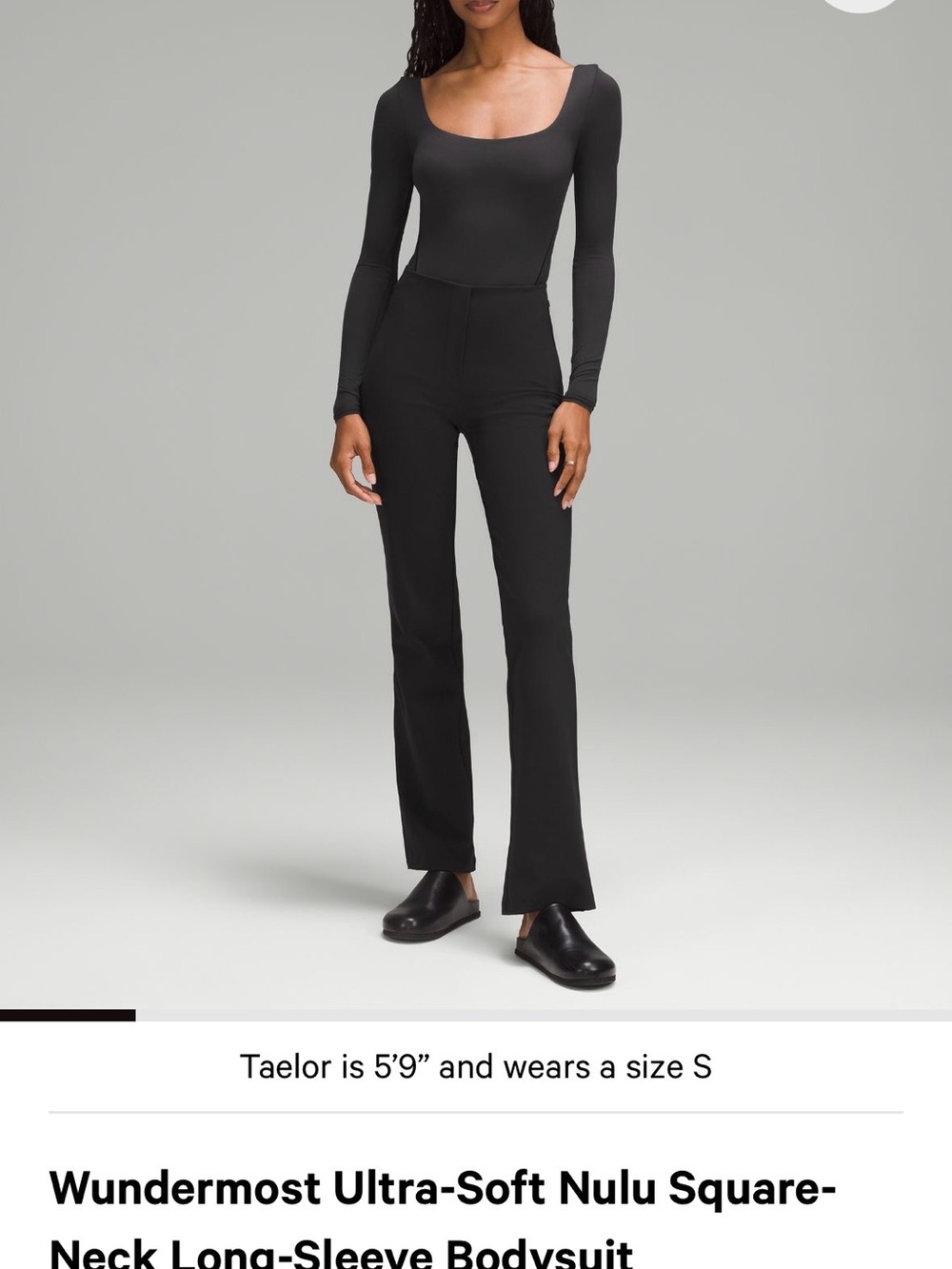 Lululemon Black square neck long-sleeve bodysuit